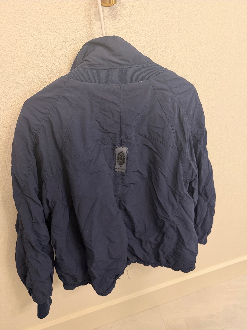 Free People Movement Navy Bomber Jacket with Green Lining - Picture 5 of 5